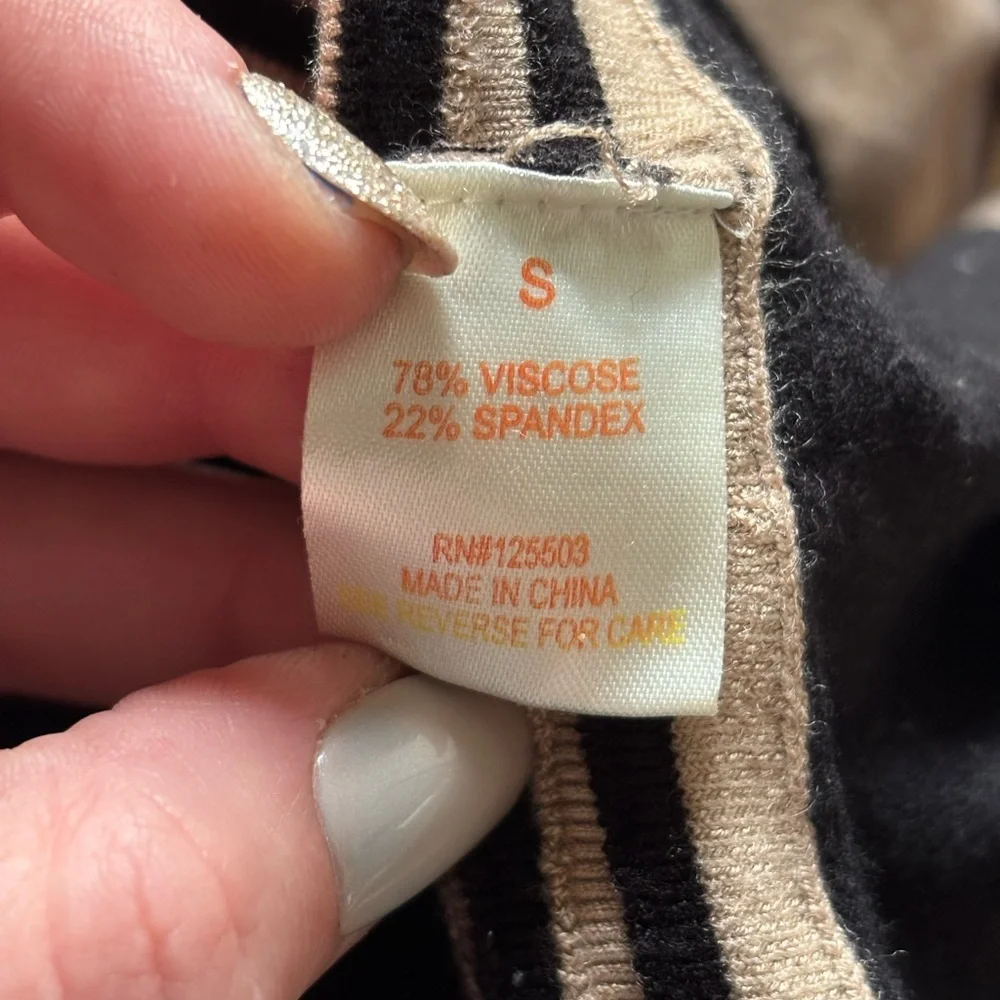 Torn by Ronny Kobo Striped Black and Tan Blouse - Picture 3 of 5